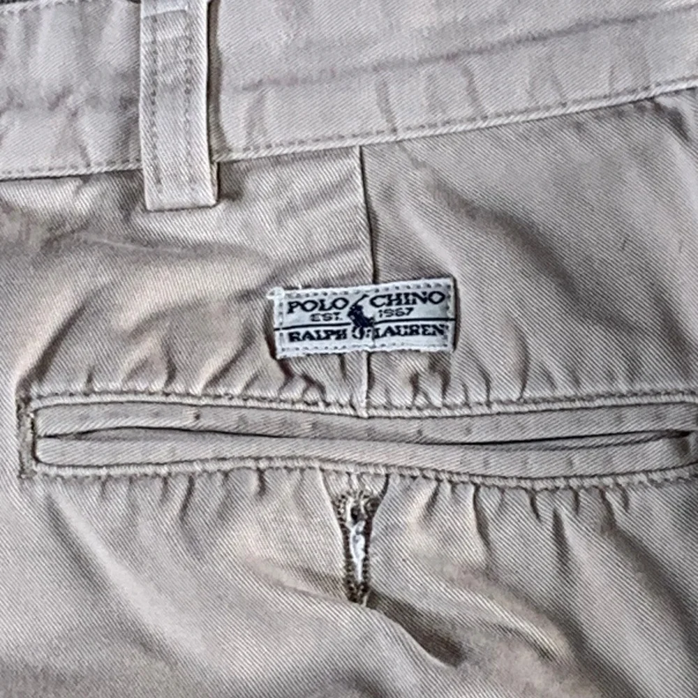 Polo Ralph Lauren Andrew Pant Mens 38x27 Pleated Chino Khaki Tan Cotton Trousers